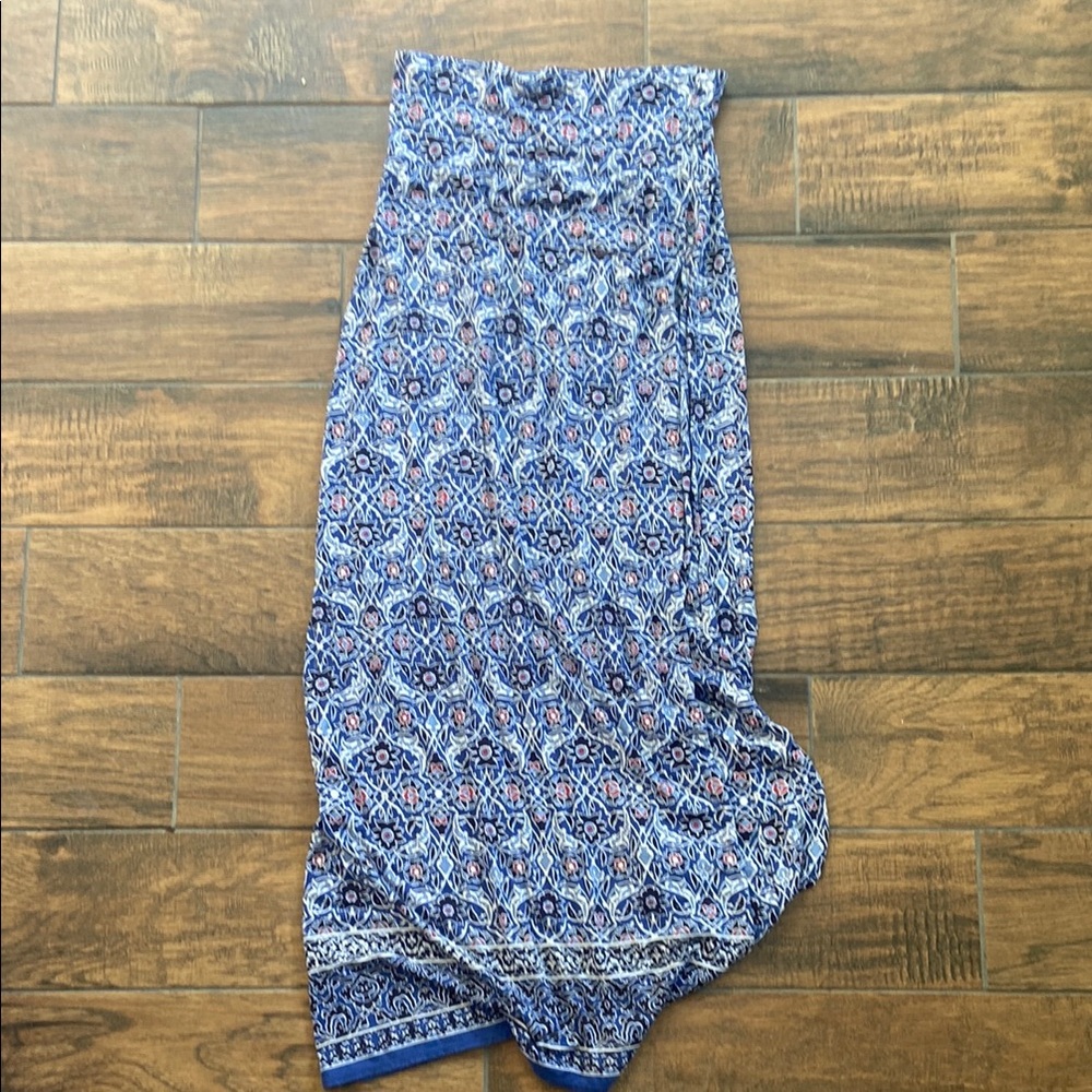 Max Studio Blue Patterned Maxi Skirt